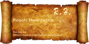 Resch Henrietta névjegykártya